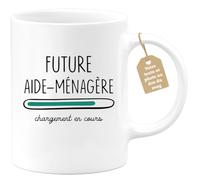 quotedazur Café-Croissant - Mug Personnalisé Tasse Cadeau Noël Future Aide Menagere Chargement En Cours - Blanc/Céramique