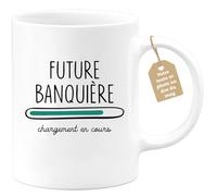 quotedazur Café-Croissant - Mug Personnalisé Tasse Cadeau Noël Future Banquiere Chargement En Cours - Blanc/Céramique