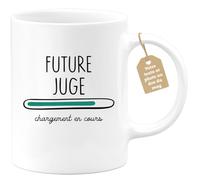 quotedazur Café-Croissant - Mug Personnalisé Tasse Cadeau Noël Future Juge Chargement En Cours - Blanc/Céramique