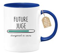 quotedazur Café-Croissant - Mug Personnalisé Tasse Cadeau Noël Future Juge Chargement En Cours - Bleu/Céramique