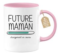quotedazur Café-Croissant - Mug Personnalisé Tasse Cadeau Noël Future Maman 2025 Anniversaire Fête Des Mères Annonce Naissance - Rose/Céramique