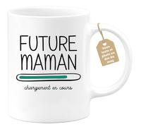 quotedazur Café-Croissant - Mug Personnalisé Tasse Cadeau Noël Future Maman 2025 Anniversaire Fête Des Mères Annonce Naissance - Blanc/Céramique