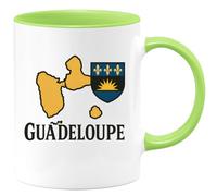 quotedazur Café-Croissant - Mug Personnalisé Tasse Cadeau Noël Guadeloupe - Vert/Céramique