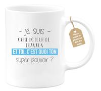quotedazur Café-Croissant - Mug Personnalisé Tasse Cadeau Noël Homme Je Suis Conducteur De Travaux Et Toi C'Est Quoi Ton Super Pouvoir - Blanc/Céramique
