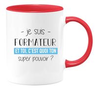 quotedazur Café-Croissant - Mug Personnalisé Tasse Cadeau Noël Homme Je Suis Formateur Et Toi C'Est Quoi Ton Super Pouvoir - Rouge/Céramique