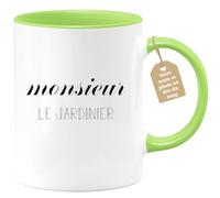 quotedazur Café-Croissant - Mug Personnalisé Tasse Cadeau Noël Homme Monsieur Le Jardinier - Vert/Céramique