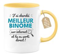 quotedazur Café-Croissant - Mug Personnalisé Tasse Cadeau Noël J'Ai Cherché Meilleur Binôme Sur Internet Tu Es Sortie Direct - Jaune/Céramique