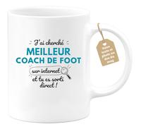 quotedazur Café-Croissant - Mug Personnalisé Tasse Cadeau Noël J'Ai Cherché Meilleur Coach De Foot Sur Internet Tu Es Sortie Direct - Blanc/Céramique