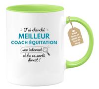quotedazur Café-Croissant - Mug Personnalisé Tasse Cadeau Noël J'Ai Cherché Meilleur Coach Équitation Sur Internet Tu Es Sortie Direct - Vert/Céramique