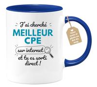 quotedazur Café-Croissant - Mug Personnalisé Tasse Cadeau Noël J'Ai Cherché Meilleur Cpe Sur Internet Tu Es Sortie Direct - Bleu/Céramique