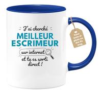 quotedazur Café-Croissant - Mug Personnalisé Tasse Cadeau Noël J'Ai Cherché Meilleur Escrimeur Sur Internet Tu Es Sortie Direct - Bleu/Céramique