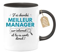quotedazur Café-Croissant - Mug Personnalisé Tasse Cadeau Noël J'Ai Cherché Meilleur Manager Sur Internet Tu Es Sortie Direct - Noir/Céramique
