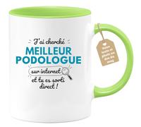 quotedazur Café-Croissant - Mug Personnalisé Tasse Cadeau Noël J'Ai Cherché Meilleur Podologue Sur Internet Tu Es Sortie Direct - Vert/Céramique