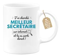 quotedazur Café-Croissant - Mug Personnalisé Tasse Cadeau Noël J'Ai Cherché Meilleur Secrétaire Sur Internet Tu Es Sortie Direct - Blanc/Céramique