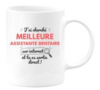 quotedazur Café-Croissant - Mug Personnalisé Tasse Cadeau Noël J'Ai Cherché Meilleure Assistante Dentaire Sur Internet Tu Es Sortie Direct - Rose/Céramique