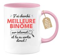 quotedazur Café-Croissant - Mug Personnalisé Tasse Cadeau Noël J'Ai Cherché Meilleure Binôme Sur Internet Tu Es Sortie Direct - Rose/Céramique