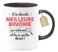 quotedazur Café-Croissant - Mug Personnalisé Tasse Cadeau Noël J'Ai Cherché Meilleure Binôme Sur Internet Tu Es Sortie Direct - Noir/Céramique