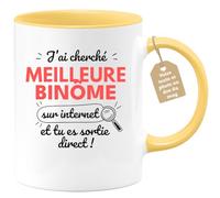 quotedazur Café-Croissant - Mug Personnalisé Tasse Cadeau Noël J'Ai Cherché Meilleure Binôme Sur Internet Tu Es Sortie Direct - Jaune/Céramique