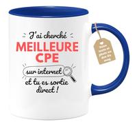 quotedazur Café-Croissant - Mug Personnalisé Tasse Cadeau Noël J'Ai Cherché Meilleure Cpe Sur Internet Tu Es Sortie Direct - Bleu/Céramique