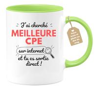 quotedazur Café-Croissant - Mug Personnalisé Tasse Cadeau Noël J'Ai Cherché Meilleure Cpe Sur Internet Tu Es Sortie Direct - Vert/Céramique