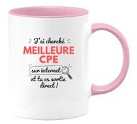 quotedazur Café-Croissant - Mug Personnalisé Tasse Cadeau Noël J'Ai Cherché Meilleure Cpe Sur Internet Tu Es Sortie Direct - Rose/Céramique