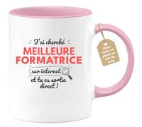 quotedazur Café-Croissant - Mug Personnalisé Tasse Cadeau Noël J'Ai Cherché Meilleure Formatrice Sur Internet Tu Es Sortie Direct - Rose/Céramique