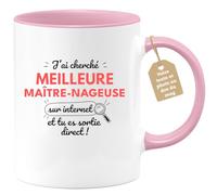 quotedazur Café-Croissant - Mug Personnalisé Tasse Cadeau Noël J'Ai Cherché Meilleure Maître- Nageuse Sur Internet Tu Es Sortie Direct - Rose/Céramique
