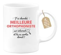 quotedazur Café-Croissant - Mug Personnalisé Tasse Cadeau Noël J'Ai Cherché Meilleure Orthophoniste Sur Internet Tu Es Sortie Direct - Blanc/Céramique