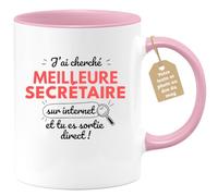 quotedazur Café-Croissant - Mug Personnalisé Tasse Cadeau Noël J'Ai Cherché Meilleure Secrétaire Sur Internet Tu Es Sortie Direct - Rose/Céramique