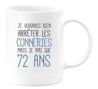 quotedazur Café-Croissant - Mug Personnalisé Tasse Cadeau Noël J'Aimerai Bien Arrêter Mais Je N'Ai Que Anniversaire 72 Ans 1953 - Blanc/Céramique