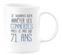 quotedazur Café-Croissant - Mug Personnalisé Tasse Cadeau Noël J'Aimerai Bien Arrêter Mais Je N'Ai Que Anniversaire 71 Ans 1954 - Blanc/Céramique
