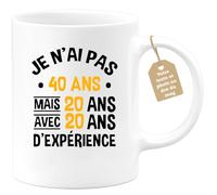 quotedazur Café-Croissant - Mug Personnalisé Tasse Cadeau Noël Je N'Ai Pas Anniversaire 40 Ans 1985 - Blanc/Céramique