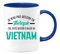 quotedazur Café-Croissant - Mug Personnalisé Tasse Cadeau Noël Je N'Ai Pas Besoin De Thérapie J'Ai Juste Besoin D'Aller Au Vietnam - Bleu/Céramique