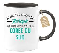 quotedazur Café-Croissant - Mug Personnalisé Tasse Cadeau Noël Je N'Ai Pas Besoin De Thérapie J'Ai Juste Besoin D'Aller En Corée Du Sud - Noir/Céramique