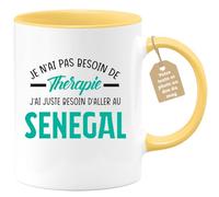 quotedazur Café-Croissant - Mug Personnalisé Tasse Cadeau Noël Je N'Ai Pas Besoin De Thérapie J'Ai Juste Besoin D'Aller Au Sénégal - Jaune/Céramique