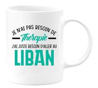 quotedazur Café-Croissant - Mug Personnalisé Tasse Cadeau Noël Je N'Ai Pas Besoin De Thérapie J'Ai Juste Besoin D'Aller Au Liban - Blanc/Céramique