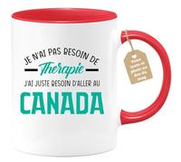 quotedazur Café-Croissant - Mug Personnalisé Tasse Cadeau Noël Je N'Ai Pas Besoin De Thérapie J'Ai Juste Besoin D'Aller Au Canada - Rouge/Céramique