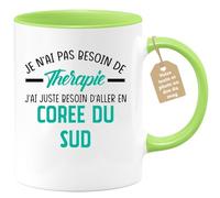 quotedazur Café-Croissant - Mug Personnalisé Tasse Cadeau Noël Je N'Ai Pas Besoin De Thérapie J'Ai Juste Besoin D'Aller En Corée Du Sud - Vert/Céramique