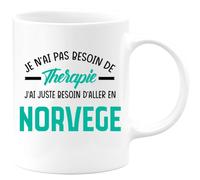 quotedazur Café-Croissant - Mug Personnalisé Tasse Cadeau Noël Je N'Ai Pas Besoin De Thérapie J'Ai Juste Besoin D'Aller En Norvège - Blanc/Céramique