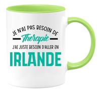 quotedazur Café-Croissant - Mug Personnalisé Tasse Cadeau Noël Je N'Ai Pas Besoin De Thérapie J'Ai Juste Besoin D'Aller En Irlande - Vert/Céramique