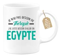 quotedazur Café-Croissant - Mug Personnalisé Tasse Cadeau Noël Je N'Ai Pas Besoin De Thérapie J'Ai Juste Besoin D'Aller En Égypte - Blanc/Céramique