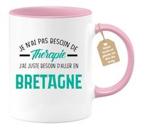 quotedazur Café-Croissant - Mug Personnalisé Tasse Cadeau Noël Je N'Ai Pas Besoin De Thérapie J'Ai Juste Besoin D'Aller En Bretagne - Rose/Céramique