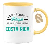 quotedazur Café-Croissant - Mug Personnalisé Tasse Cadeau Noël Je N'Ai Pas Besoin De Thérapie J'Ai Juste Besoin D'Aller Au Costa Rica - Jaune/Céramique