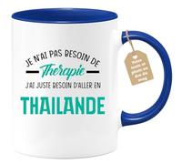 quotedazur Café-Croissant - Mug Personnalisé Tasse Cadeau Noël Je N'Ai Pas Besoin De Thérapie J'Ai Juste Besoin D'Aller En Thaïlande - Bleu/Céramique