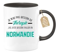 quotedazur Café-Croissant - Mug Personnalisé Tasse Cadeau Noël Je N'Ai Pas Besoin De Thérapie J'Ai Juste Besoin D'Aller En Normandie - Noir/Céramique