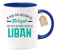 quotedazur Café-Croissant - Mug Personnalisé Tasse Cadeau Noël Je N'Ai Pas Besoin De Thérapie J'Ai Juste Besoin D'Aller Au Liban - Bleu/Céramique