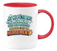 quotedazur Café-Croissant - Mug Personnalisé Tasse Cadeau Noël Je Ne Pète Pas Je Murmure Dans Mon Pantalon Parfais C'Est Un Hurlement - Rouge/Céramique
