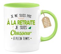 quotedazur Café-Croissant - Mug Personnalisé Tasse Cadeau Noël Je Ne Suis Pas A La Retraite Je Suis Chasseur - Vert/Céramique