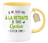 quotedazur Café-Croissant - Mug Personnalisé Tasse Cadeau Noël Je Ne Suis Pas A La Retraite Je Suis Cycliste - Jaune/Céramique