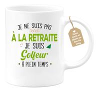 quotedazur Café-Croissant - Mug Personnalisé Tasse Cadeau Noël Je Ne Suis Pas A La Retraite Je Suis Golfeur - Blanc/Céramique